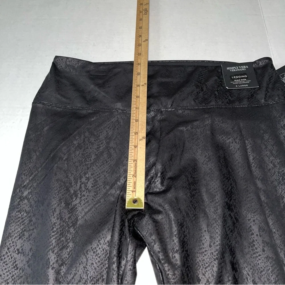 Simply Vera Vera Wang High Rise Faux Leather Black Shaping‎ Leggings XLarge New